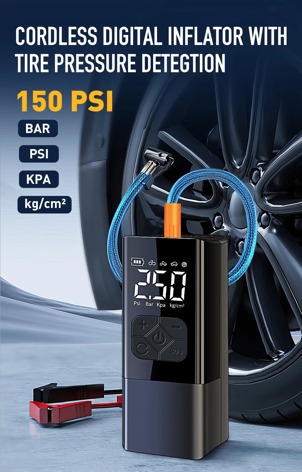 2500A Professional Car Starter Car Booster with 150PSI Air Compressor Power Bank Portable Charger for Car Battery Jump Starter