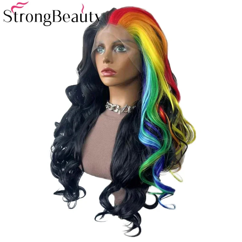 StrongBeauty Long Lace Front Wigs Synthetic Wavy Women Wig Heat Resistant Hair