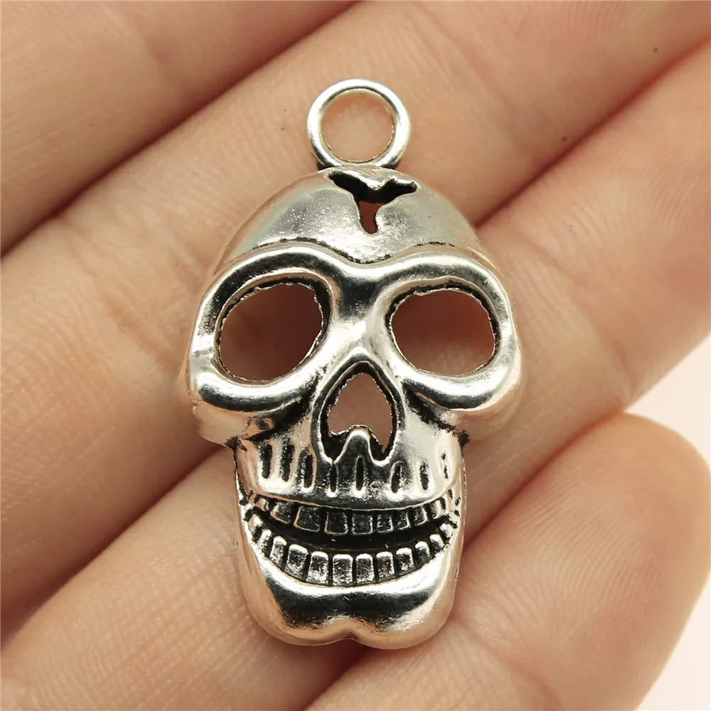 30Pcs/Bag 10 Styles Antique Silver Color Skull Skeleton Charms Pendant Diy Jewelry Accessories For Jewelry Making