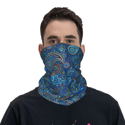 Custom Black Bandana Pattern Bandana Neck Gaiter for Hiking Cycling Women Men Wrap Scarf Paisley Style Headband Warmer