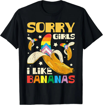"Sorry Girl I Love Banana" Fun LGBTQ Gay Pride T-shirts Men Short Sleeve Fashion Streetwear Tshirts