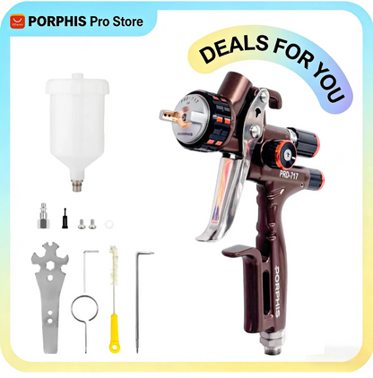 Original PORPHIS PRD-717 VS Split-Nozzle Airbrush Paint Spray Gun Automotive Professional Power Tools For clear coat Car Paint