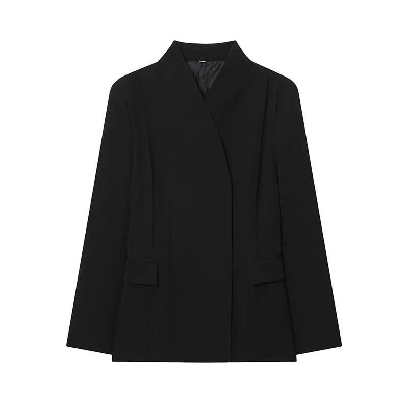 Elegant Solid Women's Blazer Trouser Suits Lapel Single-Breasted Wide Leg Pants Lady Set 2026 Spring 2 Pieces Set Women