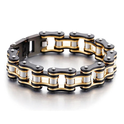 Punk Men's Orange Bicycle Bike Bracelets & Bangles Black Motorcycle Chain Bracelet Men Women Stainless Steel Biker Wrist Jewelry