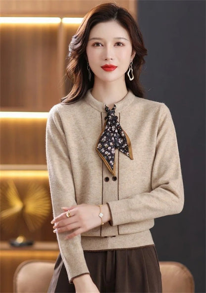 Korean Female Round Neck Pullover Knit 2025 Women Fashion Large Size 4XL Knitted Coat Autumn Ladies Tie Up Sweater Short Jacket
