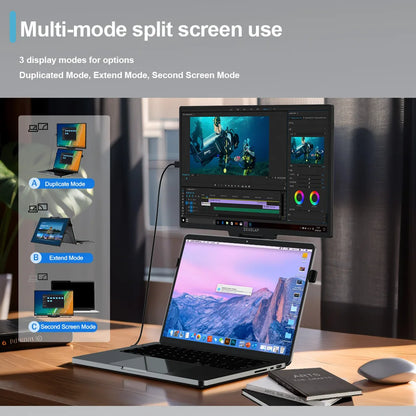 ZEUSLAP 16" Floatable Stacked Portable Monitor QHD 2560*1600P 400Nits 16:10 IPS Panel for Laptop Notebook Second Screen Display
