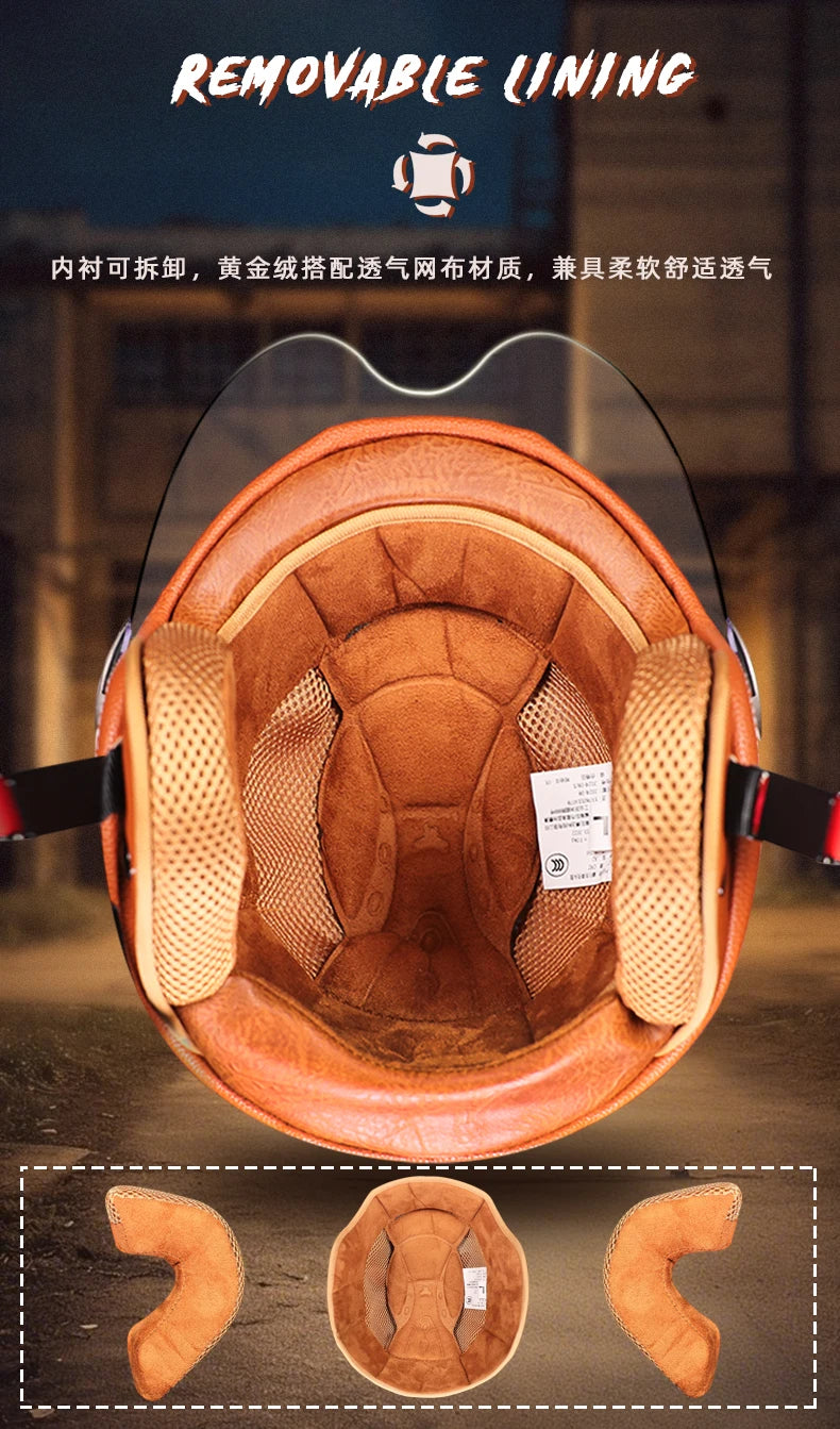 2025 high-quality semi covered motorcycle helmet with fashionable leather wrapping and cascos para motos suede lining capacetes