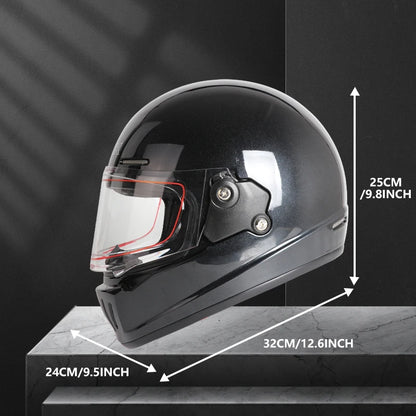 Retro-style full-face helmet with multi-color lenses, ABS material, DOT certified, suitable for all seasons