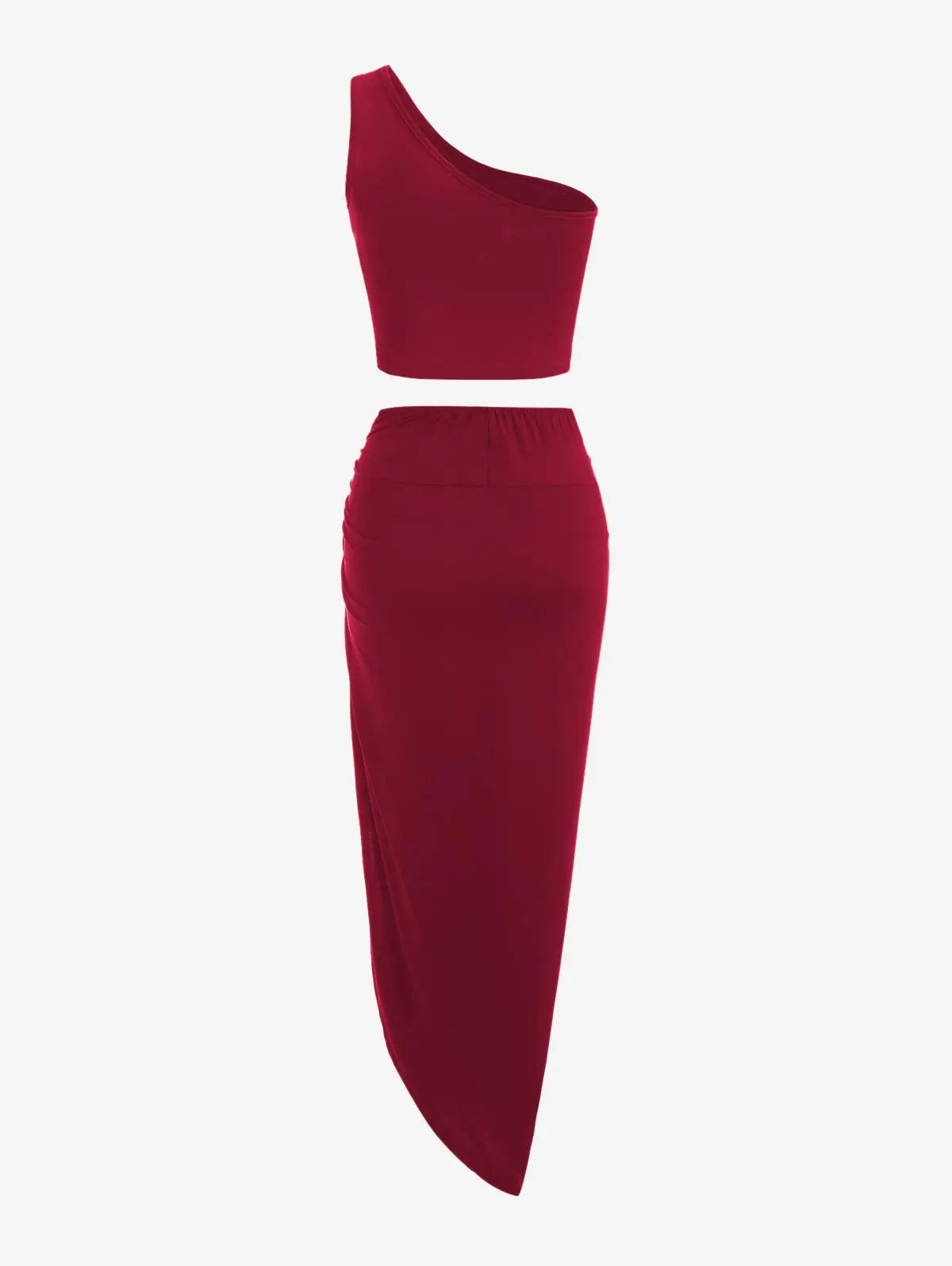 Spring and Autumn New Popular Women's Y2K Knit Off-Shoulder High Stretch Vest Top and Sexy Slit Half Skirt Set