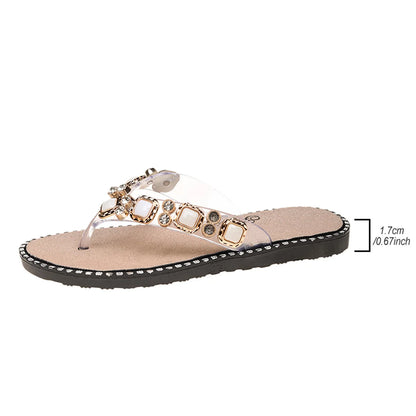 Shoes Woman Spring Summer 2024 Thong Flat Flip Flops Rhinestone Fashion Comfortable Opened Toe Luxury Sandals Women Designers