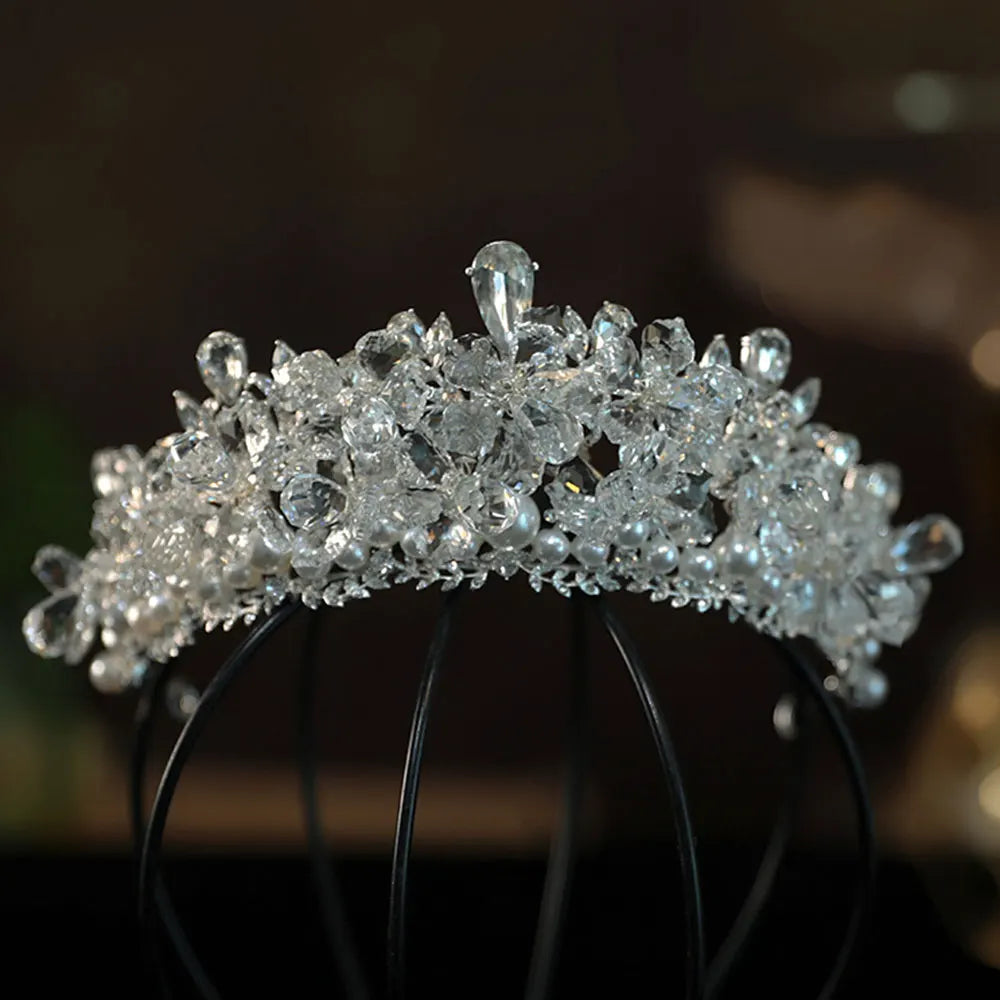 KMVEXO Baroque Luxury Crystal Bridal Tiaras Cubic Zircon Crown Rhinestone Pageant Diadem Headpieces Wedding Hair Accessories