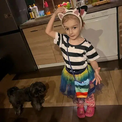 Summer Little Girls Dress Cats T-Shirt With Tutu Skirts For Children Birthday Party Cosplay Halloween Carnival Dress Up Costume