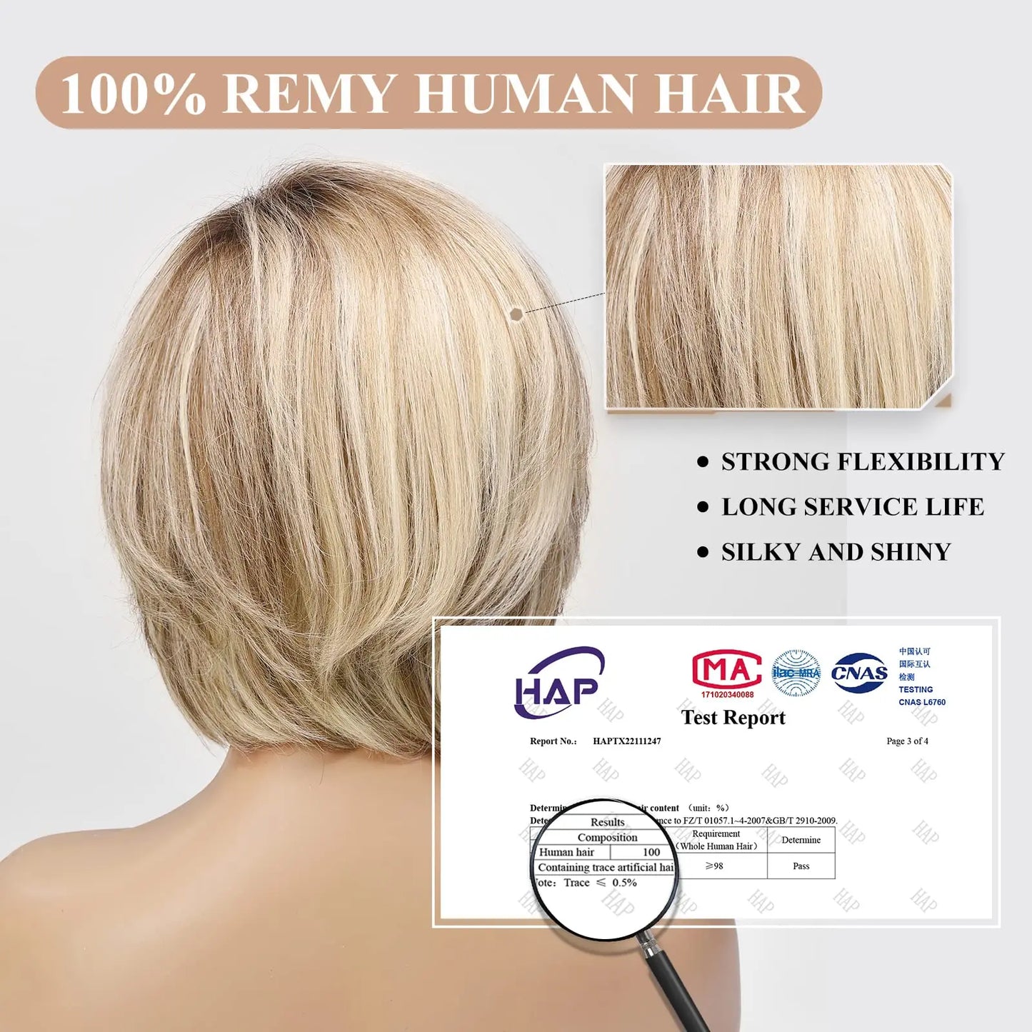 Hand-Tied Lace Front Wig Ombre Blonde Remy 100% Human Hair Wigs Natural Layered Bob HD Transparent Lace Frontal Hairs for Women