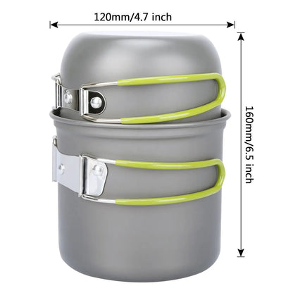 Camping Pots Cookware Set Portable Outdoor Cooking  Tableware for Hiking Trekking Picnic Fishing Mountaineering