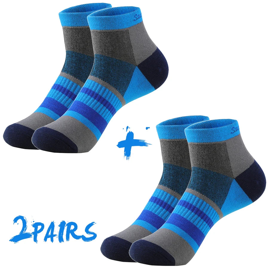 2 Pairs/Lot Running Socks Men Sport Outdoor Casual Cotton Red Stripes Compression Black Colorful Sock Male Gifts 21 Colors