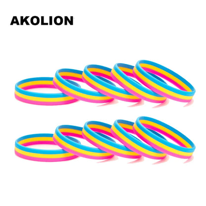 LGBT Pride Rainbow Pansexual Asexual Genderqueer Bisexual Wristband Jewelry Silicone Bracelet SLP-0000