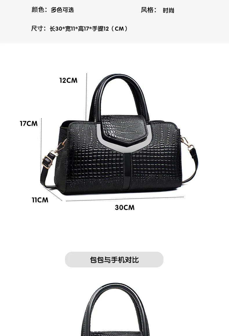 Fashion Crocodile Pattern Women's Handbag Large Capacity Classic Shoulder Bag Casual Crossbody Bag Urban Commuting Tote Bag