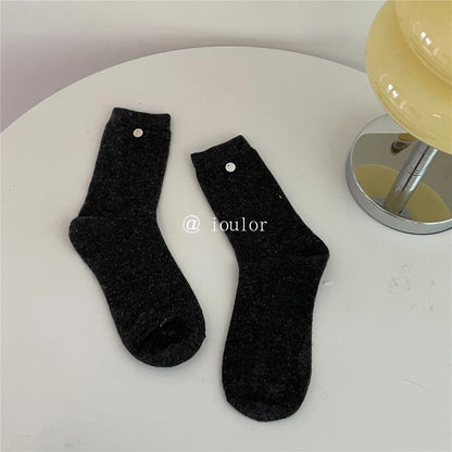 SP&CITY Colored Dotted Sheep Woolen Socks Women's Winter Warm Keeping Middle Tube Socks Casual Thick Korean Fashion Stockings