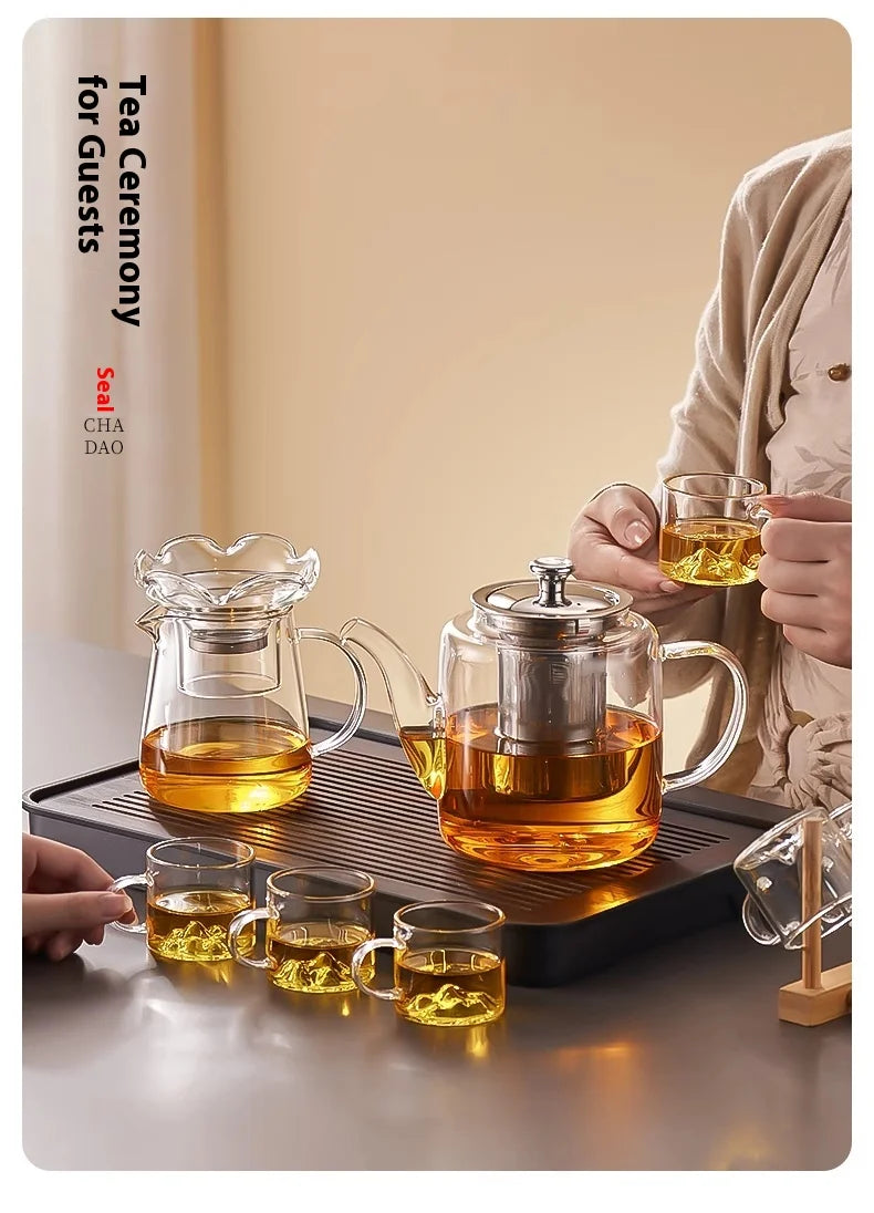 GIANXI Tea Teapot Household Large Capacity Glass Tea Maker Tea Separation Thickened High Temperature Tea Set Single Pot