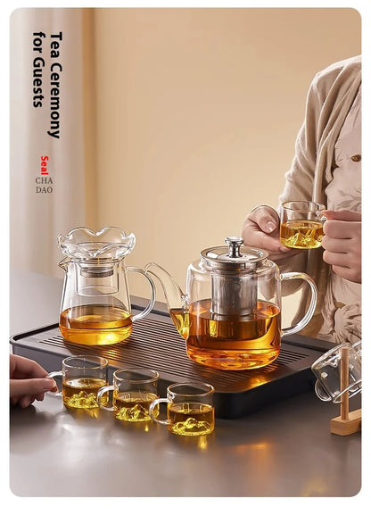 GIANXI Tea Teapot Household Large Capacity Glass Tea Maker Tea Separation Thickened High Temperature Tea Set Single Pot
