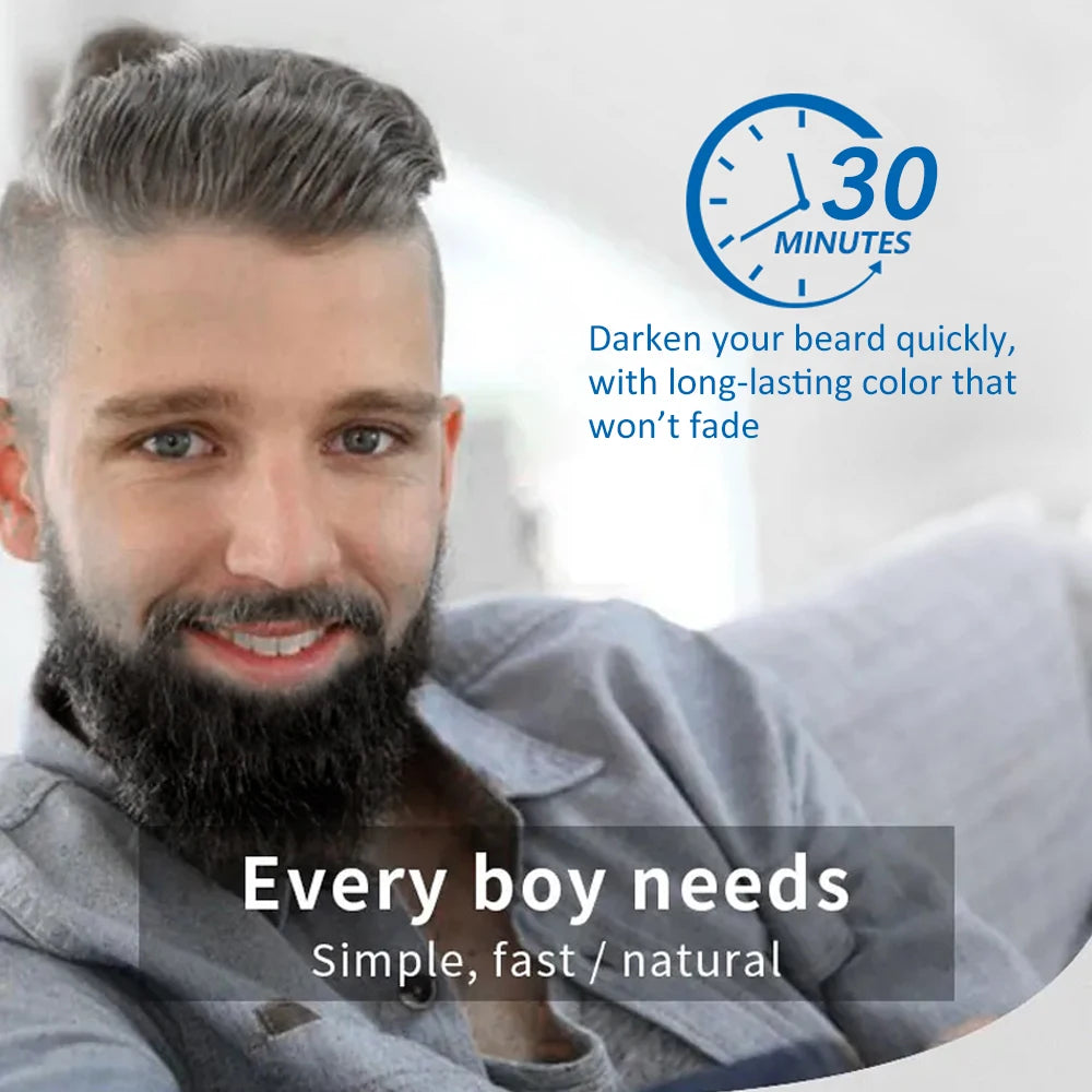 Hair Dye Cream Black Beard Dye Cream For Men Permanent Plant Beard Dye Shampoo Fast Cover White Grey Beard Hair Care