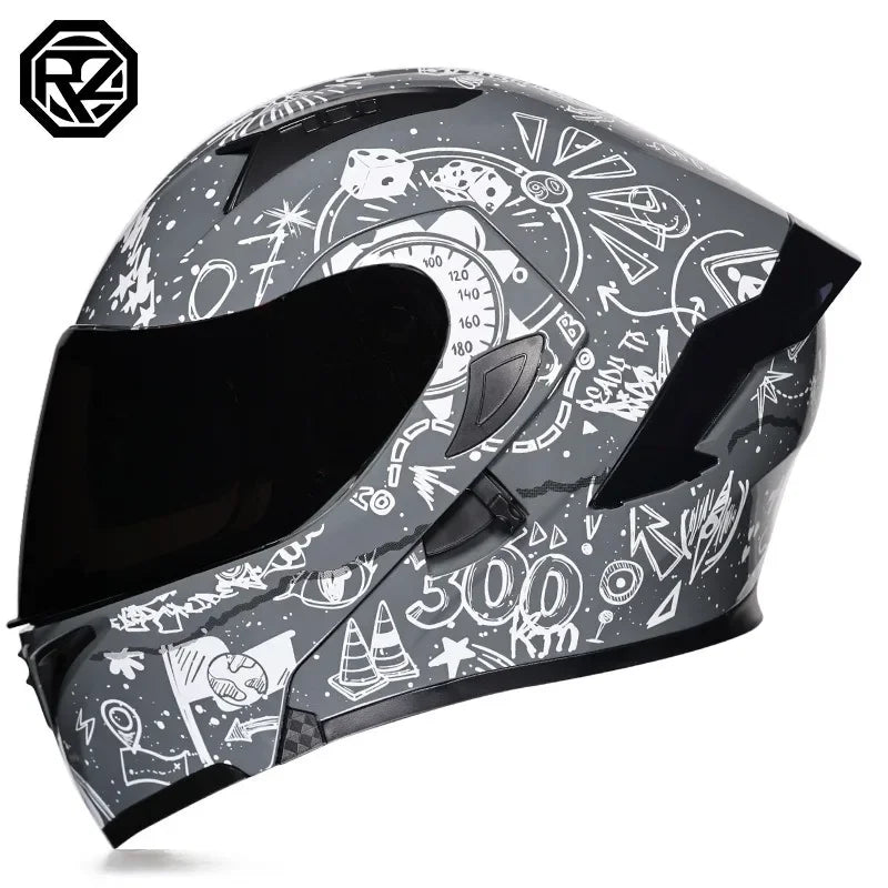 Full Face Motorcycle Helmet for Men and Women - Dual Lens Anti-Fog All Season Riding