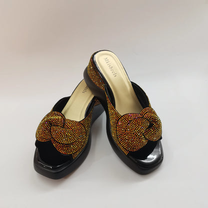 New Trendy Mid-heel Women's Sequins Slippers Outdoor Casual Slippers, High Quality Lady Party Shoes Elegant Shoes F5-1112-2