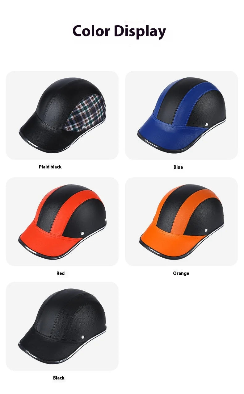 New Leepee For Cafe Racer Chopper Scooter Safety Hard Hat Half Face Vintage Summer Cap Motorcycle Half Helmet Baseball Cap Style