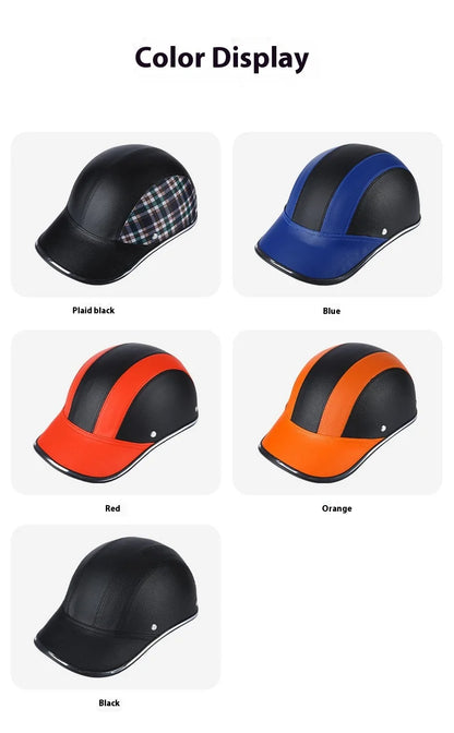New Leepee For Cafe Racer Chopper Scooter Safety Hard Hat Half Face Vintage Summer Cap Motorcycle Half Helmet Baseball Cap Style