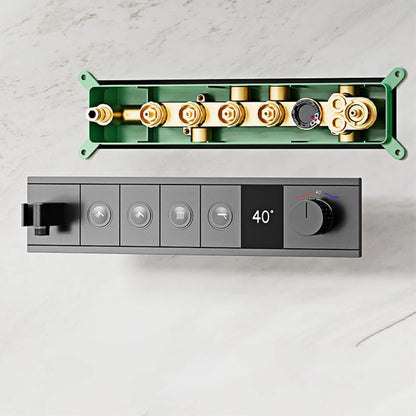 Ceiling Mounted LED Digital Display Thermostatic Shower System.Embedded waterfall style brass bathroom mixer for hot&cold water