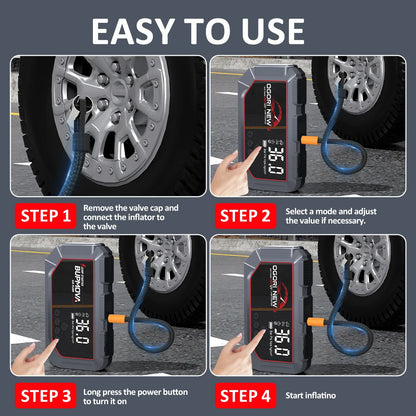 4 in 1 Car Jump Starter with Air Compressor 4000A Portable Power Bank 150PSI Tire Inflator Auto Portable Battery Starter for Car
