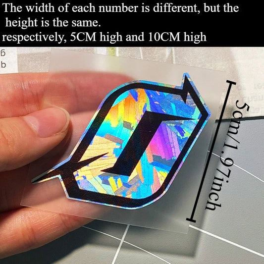 1PC Arabic Numbers Motorcycle Stickers Reflective Holographic Carbon Effect for Helmet Scooter Fuel Tank Front Fairing Decals