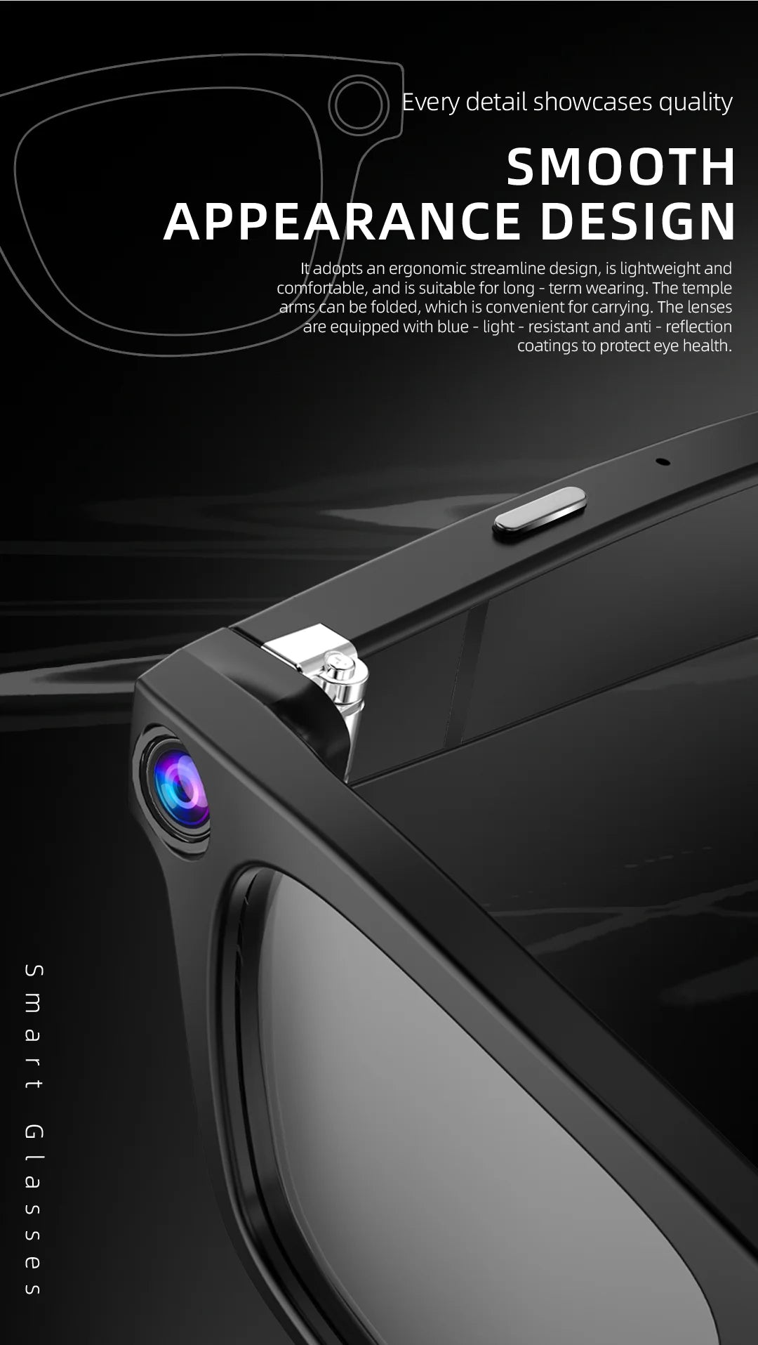 Hiwego New  Smart AI Glasses 800W pixel AI Shooting Camera HD Photo Video Voice Call Translation  Bluetooth Glasses For xiaomi