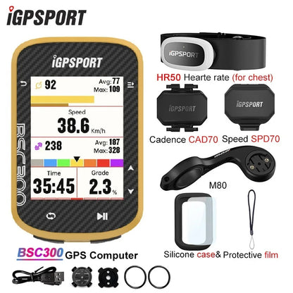 iGPSPORT BSC300 BSC 300 Yellow Computer ANT+ Wireless Bike Speedometer Bluetooth GPS route navigation notification Odometer