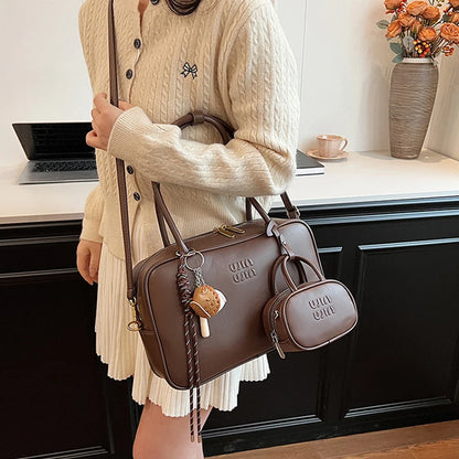 Women's Fashion Bowling Tote Handbags And Purses Retro Shoulder Crossbody Bags Quality Leather Ladies Messenger Bag Mini Purse