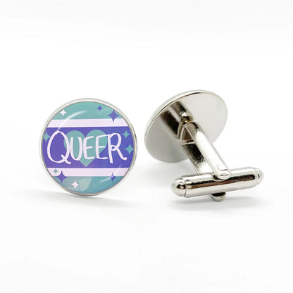 LGBT Rainbow Pride Cufflinks Man High Quality Jewelry Accessories Gay Pride Rainbow Flag Photo Suit Shirt Cuff Links Gift