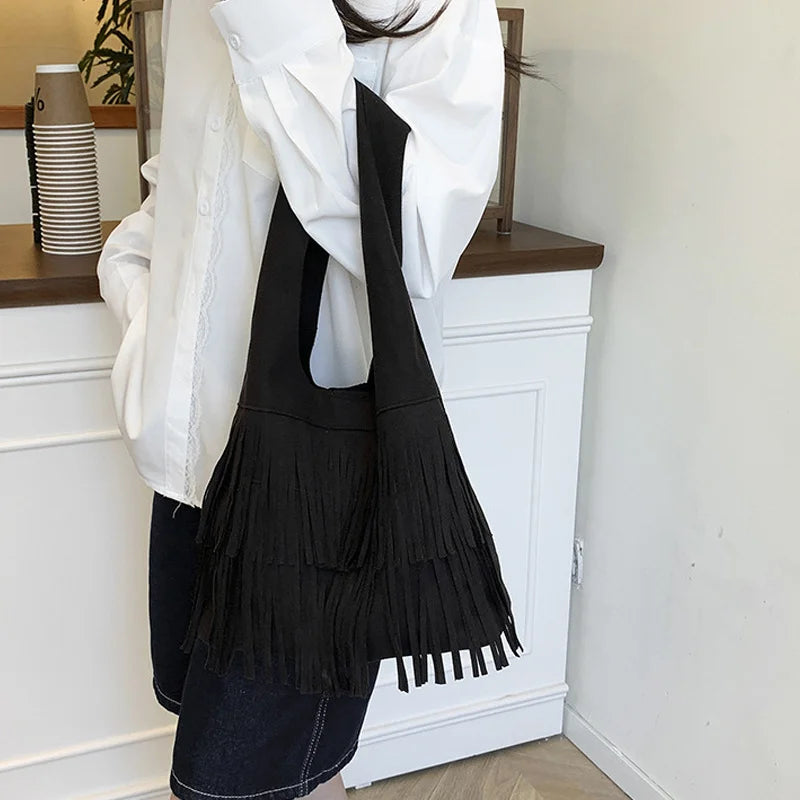 Suede Tassel High Quality Faux Shoulder Bags Fashion Large Capacity Sense of Luxury Popularity Women's Tote Bags Casual New