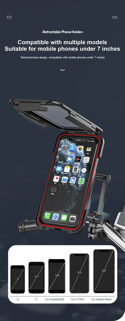 Waterproof 360° Swivel Phone Mount for Motorcycle/Bike – Adjustable Universal GPS Holder for Cellphones & Navigation Apps