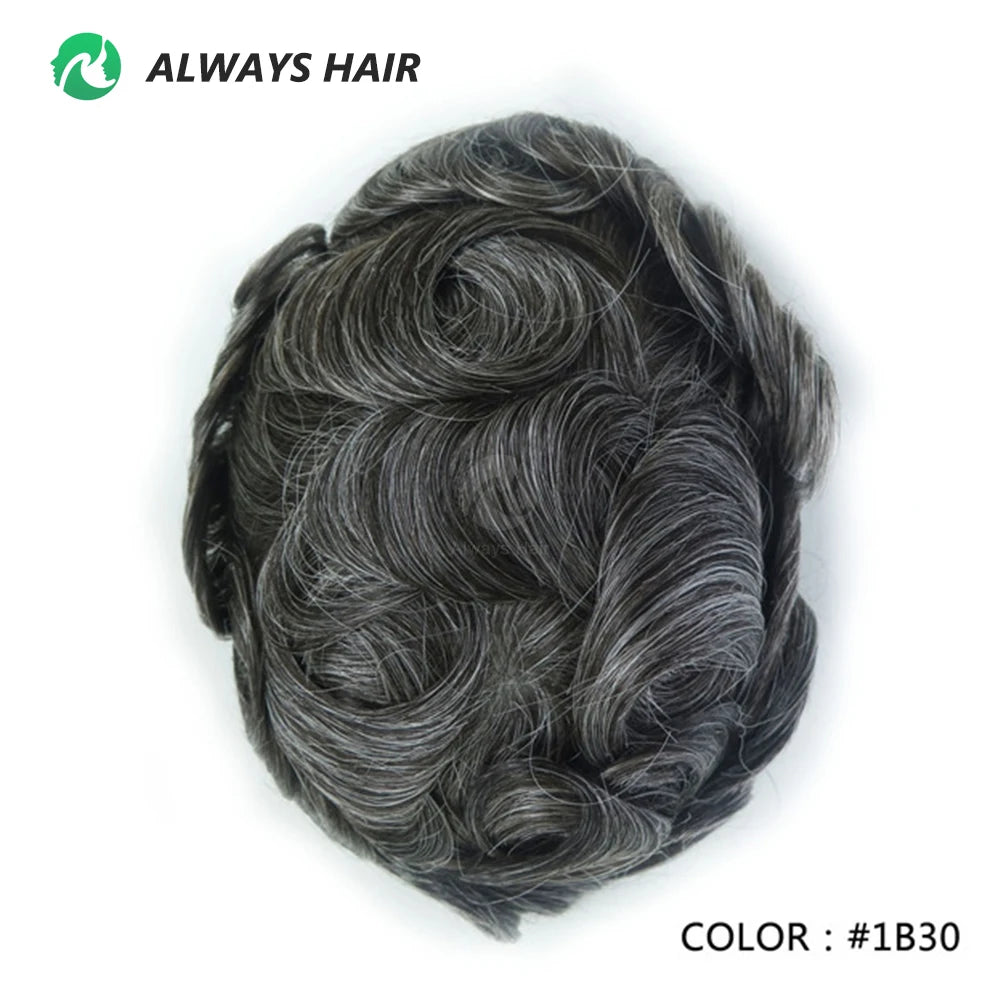 I SKIN Men's Capillary Prothesis 0.12-0.14mm Indian Human Hair 130% Hair Density Men Toupee 6x8 6x9 7x9 7x10 8x10 Size Wig Man