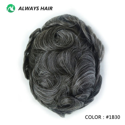 I SKIN Men's Capillary Prothesis 0.12-0.14mm Indian Human Hair 130% Hair Density Men Toupee 6x8 6x9 7x9 7x10 8x10 Size Wig Man