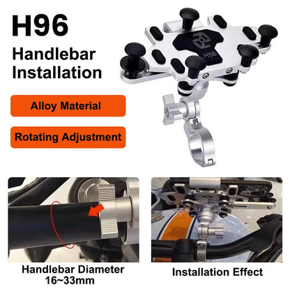 Shock-Absorbing Phone Holder for Motorcycle Bicycle 2024 Upgraded Alloy Rotary Adjustment Mobile Phone Navigation Bracket