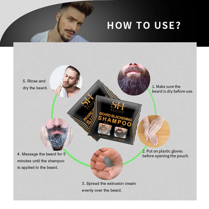 5PCS Natural Beard Hair Dye Shampoo Portable 5 Minute Instant Blackening Color Tint Cream Moustache Shampoo For Men Dropshipping