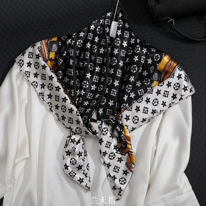 90*90CM Fashion Scarves for Women Shawl Print Silk Satin Hijab Scarf Female Bandana Luxury Brand square Shawls Scarfs For Ladies