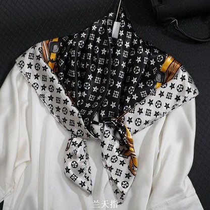 90*90CM Fashion Scarves for Women Shawl Print Silk Satin Hijab Scarf Female Bandana Luxury Brand square Shawls Scarfs For Ladies