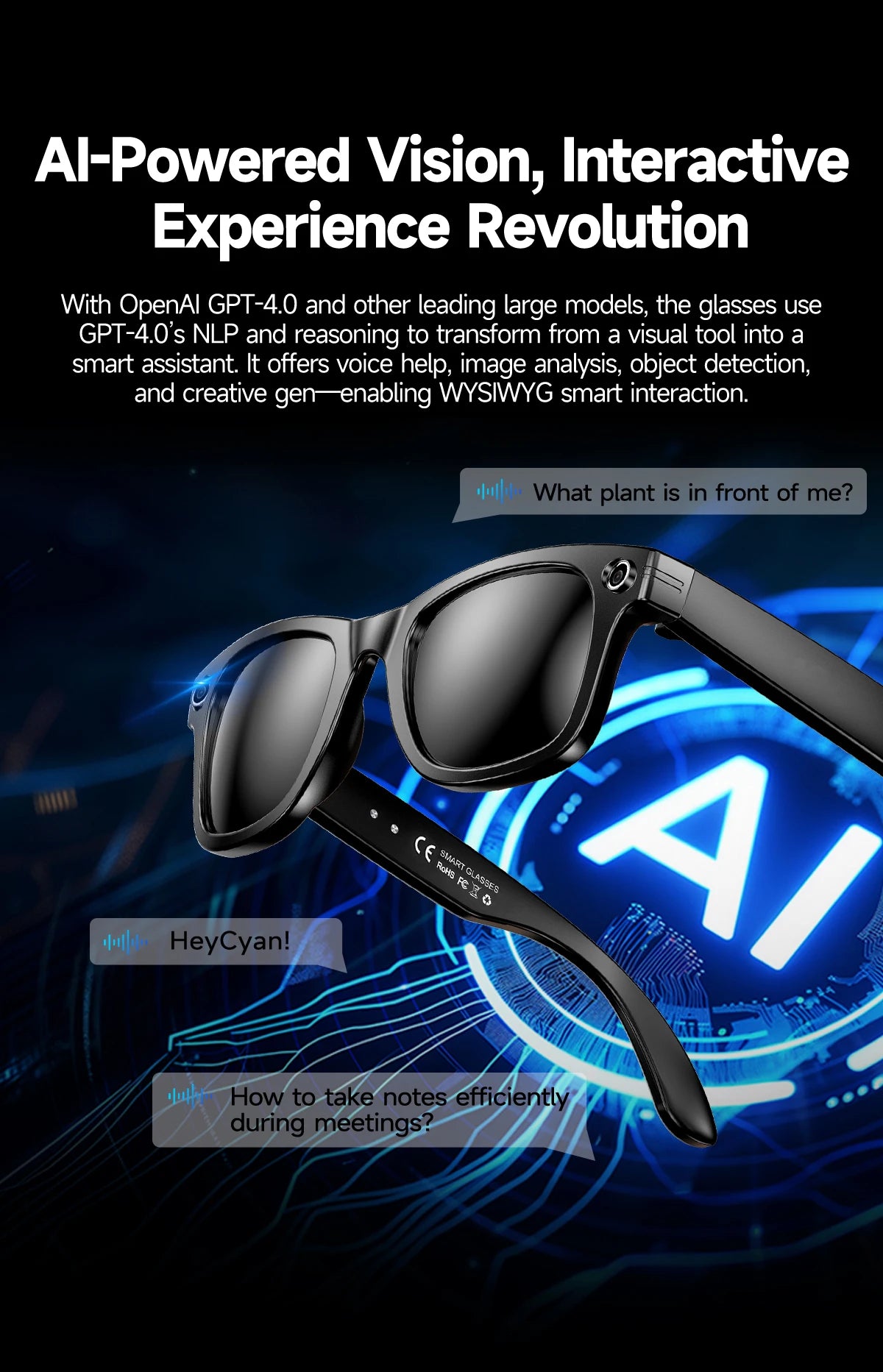 New Upgrade smart glasees With Camera Video Recording AI Photo Recognition Bluetooth Call Translation Voice Sunglasses Man 2026