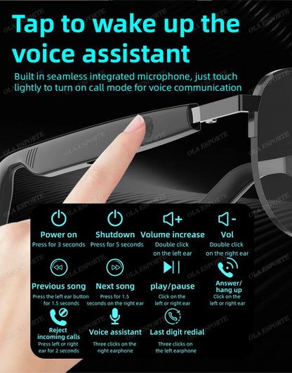 New UV400 Smart Glasses Men Women Listen Music Game Voice Assistant Wireless 5.4 Call Waterproof Anti-blue light SmartSunglasses
