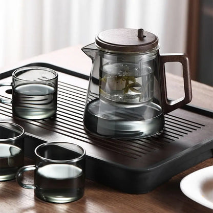 Creative Tea separation Glass Teapot 650ML Heat Resistant Lazy Kungfu Drip Teapot Transparent Press Control