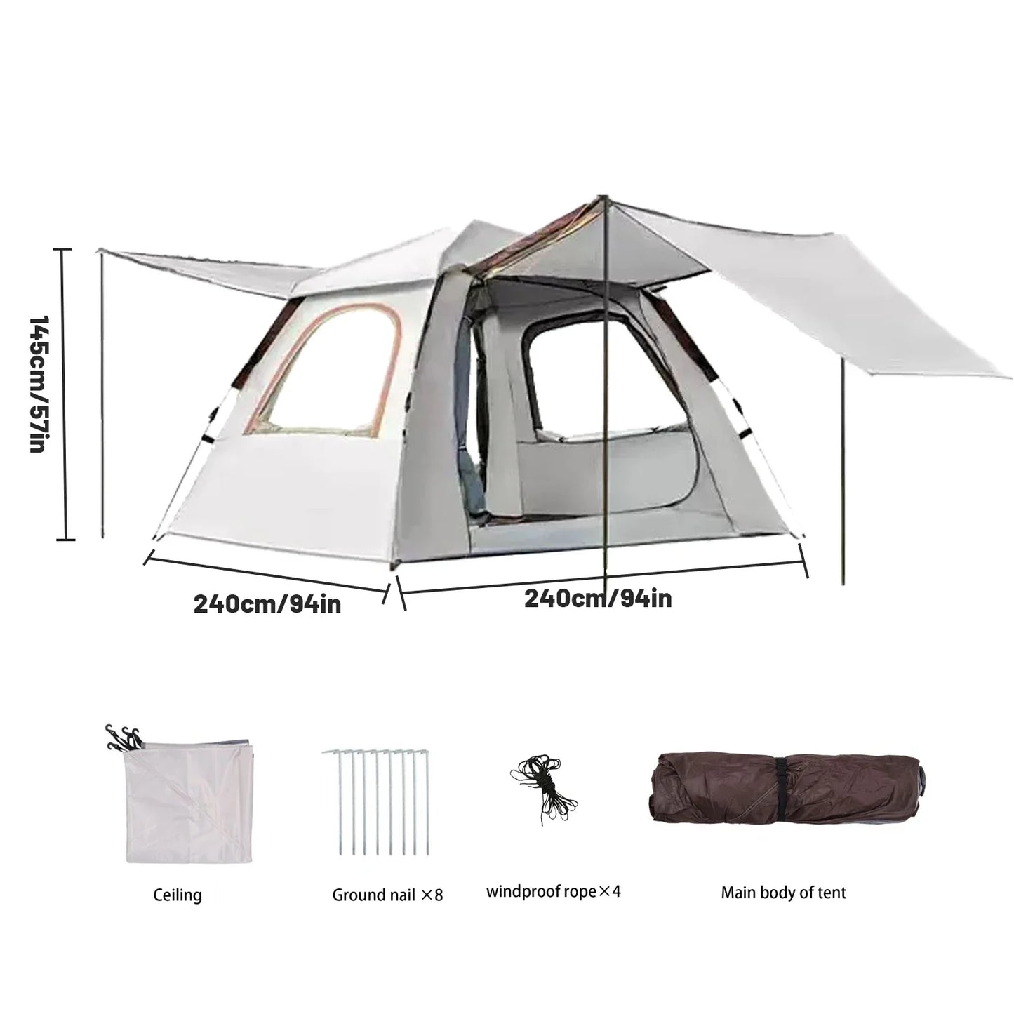 Foldable Portable Camping Tent Enhanced Ventilation Waterproof Wind & Rain Resistant With Storage Bag