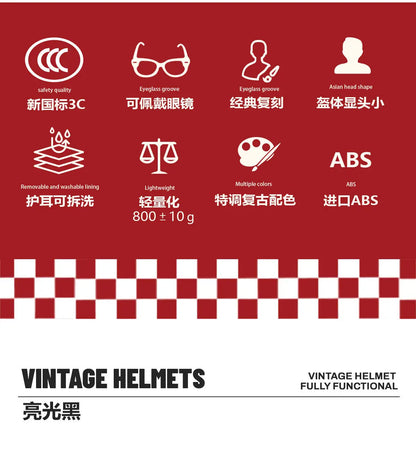ECE DOT Approved Retro Motorcycle Helmet Open Face Moped 3/4 Vintage Low Profile Japanese Style Half Helmet Men Women Casco Moto