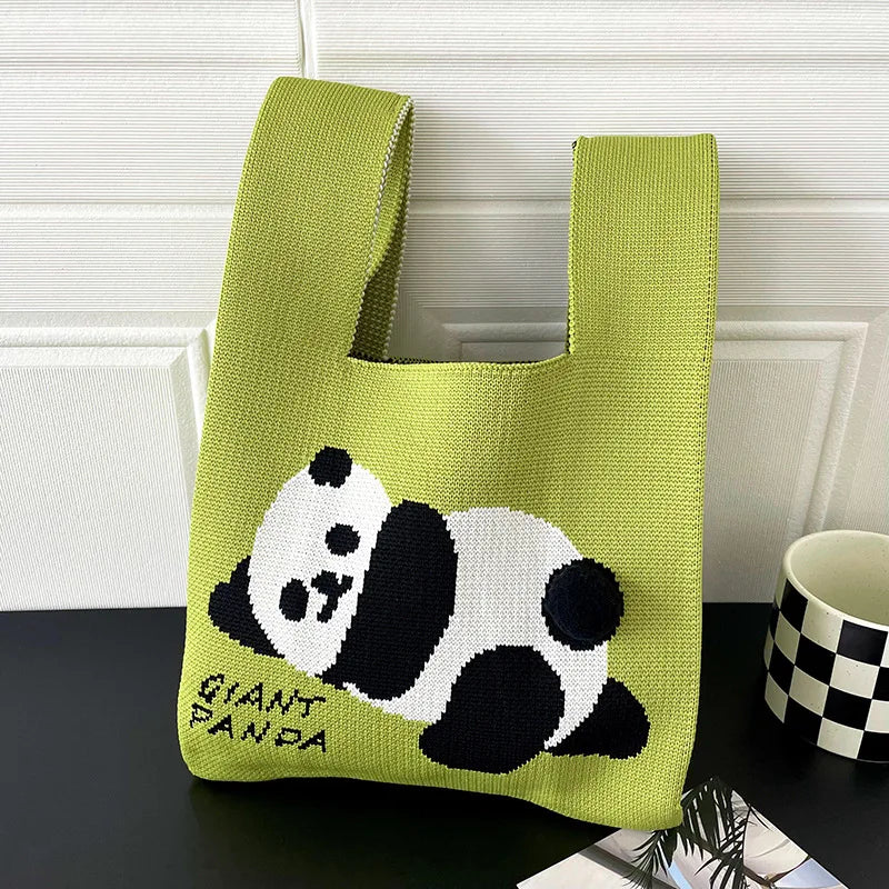 Women Handmade Knitted Small Handbag, Casual Wrist Bag, Student Reusable Shopper Mini Tote Bag, Suitable for Daily Use Outdoor